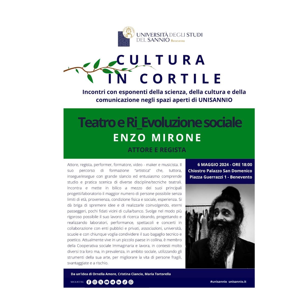 Il regista Enzo Mirone ospite di Cultura in Cortile